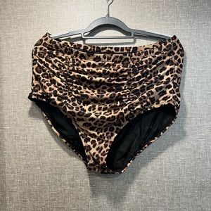 Leopard print high waisted bikini bottoms